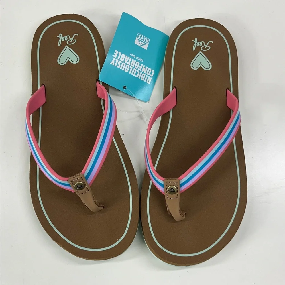 NWT Reef Kids Devy Flip-Flop Sandals Comfortable Size 2/3